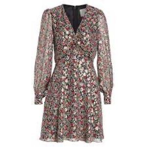 Kate Spade dress black + floral pattern + gold metallic 💖